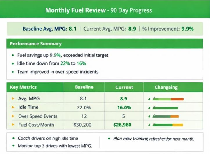 Sample monthly fuel review sheet