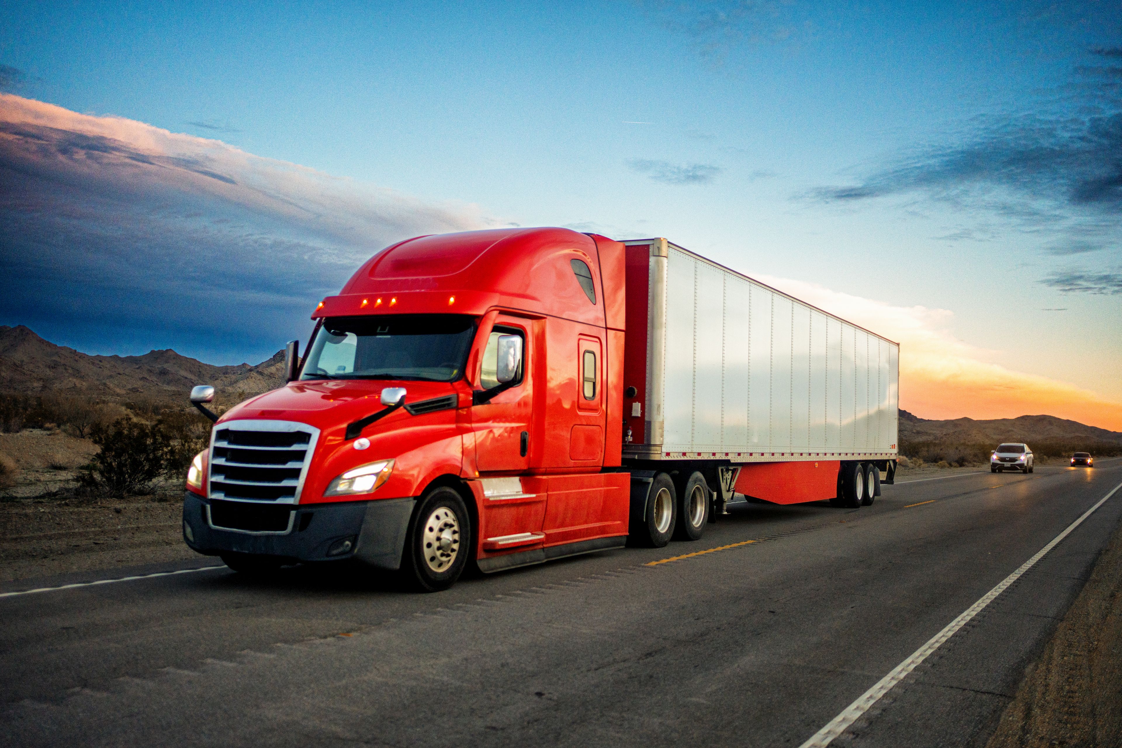 Red truck on highway